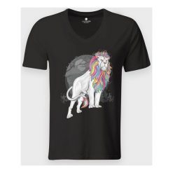 Koszulka męska v-neck Tęczowy lew. Koszulki męskie MegaKoszulki, m, bez wzorów, z bawełny, klasyczne, bez kołnierzyka, bez rękawów. Za 59,90 zł.