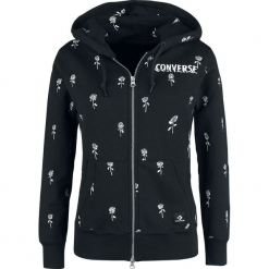 Converse Essentials Roses Print Full-Zip Hoodie Bluza z kapturem rozpinana damska czarny. Czarne bluzy rozpinane damskie Converse, l, z aplikacjami, z kapturem. Za 346,90 zł.