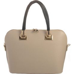 Torebki klasyczne damskie: Skórzana torebka w kolorze beżowym – 37 x 28 x 15 cm