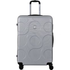 Walizka w kolorze srebrnym - 107 l. Szare walizki Pierre Cardin, bez wzorów, z materiału. W wyprzedaży za 249,95 zł.