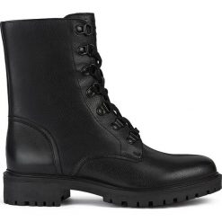 Geox - Workery skórzane. Czarne workery damskie Geox, ze skóry, z okrągłym noskiem, bez obcasa, na obcasie, na zamek. Za 519,90 zł.