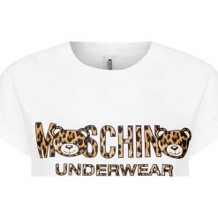 T-shirt MOSCHINO UNDERWEAR. Białe bluzki damskie Moschino Underwear, bez wzorów, z bawełny, bez kołnierzyka, bez rękawów. W wyprzedaży za 499,00 zł.
