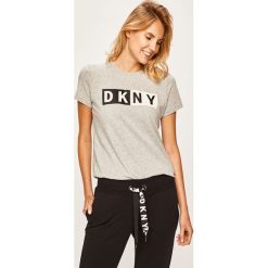 Dkny - T-shirt. Białe bluzki damskie DKNY, s, z nadrukiem, z elastanu, z okrągłym kołnierzem. W wyprzedaży za 139,90 zł.