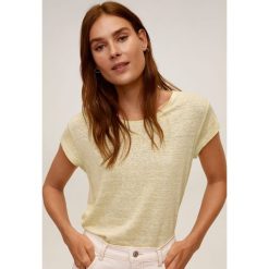Mango - T-shirt Lissinno. Zielone bluzki damskie Mango, xs, bez wzorów, ze lnu, casualowe, z okrągłym kołnierzem. Za 69,90 zł.