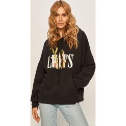 Levi's - Bluza. Czarne bluzy damskie Levi's®, s, z nadrukiem, z bawełny, bez rękawów, z kapturem. Za 329,90 zł.