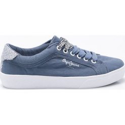 Pepe Jeans - Tenisówki. Niebieskie tenisówki damskie marki Pepe Jeans, z jeansu, na sznurówki. W wyprzedaży za 179,90 zł.