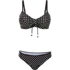Bikini na fiszbinach "minimizer" (2 części) bonprix czarno-biały. Czarne stroje kąpielowe damskie bonprix, bez wzorów. Za 59,99 zł.