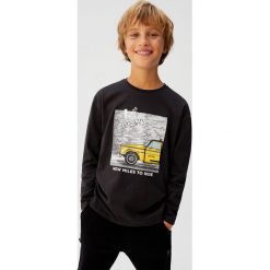 Mango Kids - Longsleeve dziecięcy Flap 110-152 cm. Czerwone t-shirty chłopięce Mango Kids, z nadrukiem, z bawełny, z długim rękawem. Za 49,90 zł.