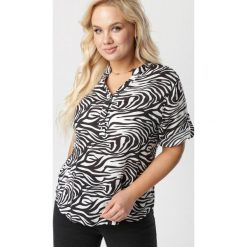 Czarna Bluzka Avame. Czarne bluzki damskie Born2be, xl, bez wzorów, z tkaniny, bez kołnierzyka, z krótkim rękawem. Za 59,99 zł.