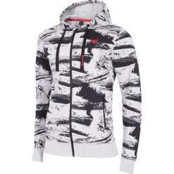 Bluza męska BLM006 - chłodny jasny szary melanż. Szare bluzy męskie 4f, m, bez wzorów, z dzianiny, z kapturem, bez rękawów, z kapturem. Za 149,99 zł.