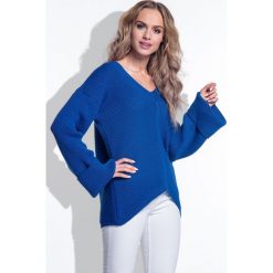 Sweter I159 chabrowy. Niebieskie swetry damskie Tagless, s, bez wzorów, z dzianiny, bez rękawów, bez kaptura. Za 104,50 zł.
