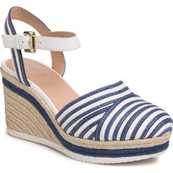 Espadryle GEOX - D Ponza E D02GVE 01185 C0288 Blue/White. Niebieskie espadryle damskie Geox, bez wzorów, ze skóry, bez obcasa, na obcasie. Za 479,00 zł.