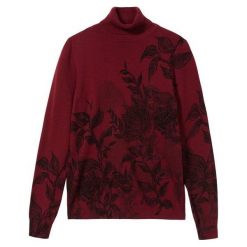 Desigual sweter damski Jers Garden M burgundowy. Czerwone swetry damskie Desigual, m, z nadrukiem, bez rękawów, bez kaptura. Za 349,00 zł.