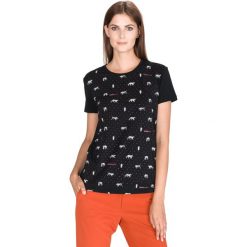 Versace Jeans Koszulka Czarny. Czarne koszulki damskie Versace Jeans, s, z aplikacjami, z elastanu, bez kołnierzyka. Za 662,95 zł.
