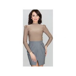Spódnica K389 Szary. Szare spódniczki damskie marki Lenitif, xl, bez wzorów, z tkaniny, ołówkowe. Za 119,00 zł.