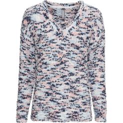 Sweter, splot popcorn bonprix jasnoniebiesko-niebiesko-jasnoróżowy wzorzysty. Niebieskie swetry klasyczne damskie bonprix, ze splotem. Za 89,99 zł.