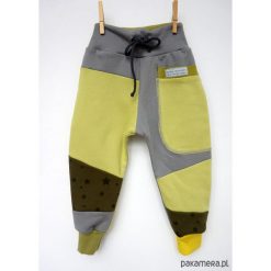 Spodnie chłopięce: PATCH PANTS spodnie 74 – 98 cm szary & żółty