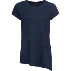 Shirt asymetryczny bonprix ciemnoniebieski. Niebieskie koszulki damskie bonprix, bez wzorów, z asymetrycznym kołnierzem. Za 44,99 zł.