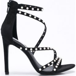 Steve Madden - Sandały Meg. Szare sandały damskie marki Steve Madden, z materiału, na obcasie. W wyprzedaży za 269,90 zł.