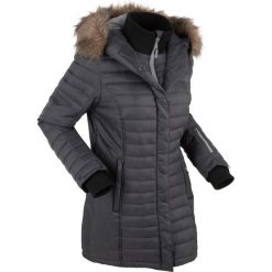 Długa kurtka outdoorowa pikowana bonprix szary łupkowy. Szare kurtki damskie bonprix, s, bez wzorów, z futra, długie. Za 299,99 zł.