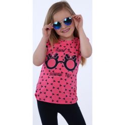 T-shirty dziewczęce: Bluzka dziewczęca we wzory amarantowa NDZ8197