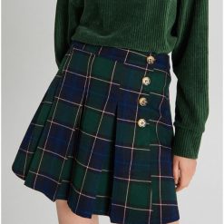 Plisowana spódnica w kratę - Khaki. Brązowe spódniczki damskie Cropp, s, bez wzorów. W wyprzedaży za 39,99 zł.