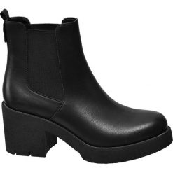 Botki damskie Catwalk czarne. Czarne botki damskie na obcasie Catwalk, z materiału, klasyczne. Za 139,90 zł.