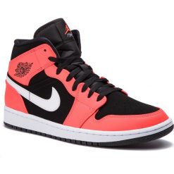 Buty NIKE - Air Jordan 1 Mid 554724 061 Black/Infrared 23/White. Różowe buty sportowe męskie Nike, na co dzień, bez wzorów, ze skóry ekologicznej, bez zapięcia. Za 469,00 zł.