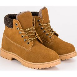 CAMELOWE TRAPERKI ZE SKÓRY. Brązowe botki damskie marki ORIGINAL WALKMAN SHOES, ze skóry, bez obcasa, bez zapięcia. Za 99,99 zł.