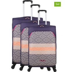 Walizki (3 szt.) "Diamond" w kolorze fioletowym. Fioletowe walizki Lulu Castagnette, bez wzorów, z poliesteru. W wyprzedaży za 505,95 zł.