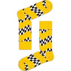Happy Socks - Skarpety Race. Żółte skarpetki męskie Happy Socks, bez wzorów, z elastanu. Za 39,90 zł.