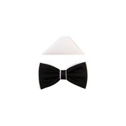 Czarno-biała mucha męska szeroka z poszetką B58. Czarne muszki męskie Modini Moda Męska, na co dzień, bez wzorów, z tkaniny, eleganckie. Za 45,00 zł.