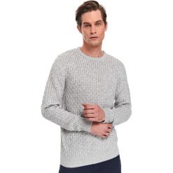 Sweter strukturalny. Szare swetry męskie Top Secret, na wiosnę, xl, bez wzorów, bez kołnierzyka, bez kaptura. W wyprzedaży za 69,99 zł.