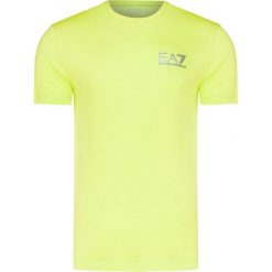 T-shirt EA7 EMPORIO ARMANI. Żółte t-shirty męskie EA7 Emporio Armani, na lato, z nadrukiem, z tkaniny, z okrągłym kołnierzem. W wyprzedaży za 180,00 zł.