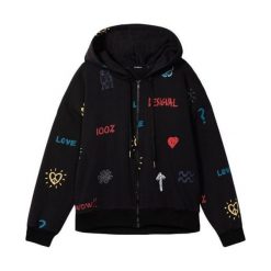 Desigual bluza damska Sweat Pins S czarny. Czarne bluzy damskie Desigual, s, z nadrukiem. Za 399,00 zł.