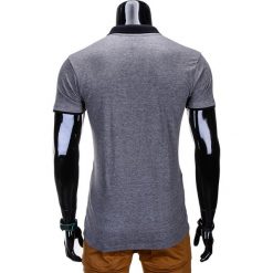 Koszulka męska polo bez nadruku S664 - grafitowa. Szare koszulki męskie Ombre Clothing, s, z nadrukiem, z bawełny, klasyczne, bez rękawów. Za 29,00 zł.