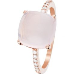 Złoty pierścionek z diamentami i różowym kwarcem. Różowe pierścionki damskie Diamond & Co, z kwarcem, złote. W wyprzedaży za 857,95 zł.