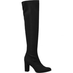 Kozaki za kolano Catwalk czarne. Czarne buty zimowe damskie Catwalk, z materiału, za kolano, na obcasie. Za 199,90 zł.