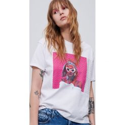 T-shirt oversize z bawełny organicznej - Biały. Białe t-shirty damskie Reserved, xs, bez wzorów, z bawełny, bez kołnierzyka. Za 29,99 zł.