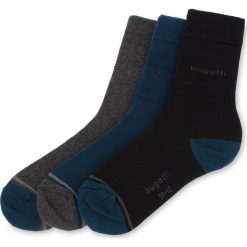Zestaw 3 par wysokich skarpet unisex BUGATTI - 6281 Black 610. Szare skarpetki damskie Bugatti, bez wzorów, z elastanu. W wyprzedaży za 35,00 zł.