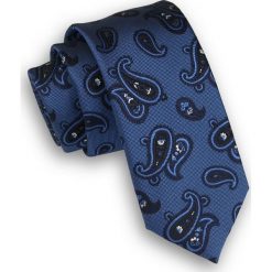 Granatowy Elegancki Krawat Męski w Łezki -ALTIES- 6 cm, Paisley, Nerki KRALTS0293. Niebieskie krawaty męskie Alties, bez wzorów, z tkaniny, eleganckie. Za 40,00 zł.