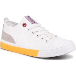 Tenisówki CROSS JEANS - FF2R4043C White/Orange. Białe półbuty damskie Cross Jeans, na co dzień, bez wzorów, z jeansu, bez obcasa, na płaskiej podeszwie, bez zapięcia. Za 109,00 zł.