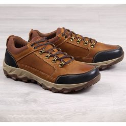 Buty trekkingowe skórzane męskie camel American Club - camel. Brązowe buty sportowe męskie . Za 139,99 zł.