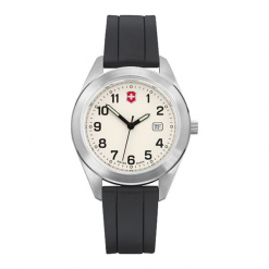 Zegarek "26025.CB" w kolorze szarym. Szare zegarki damskie marki Victorinox, ze stali. W wyprzedaży za 359,95 zł.