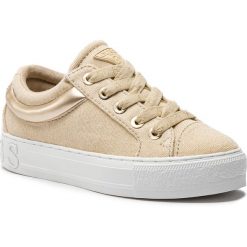 Tenisówki GUESS - Lyla3 FL5LY3 FAM12 GOLD. Żółte półbuty damskie Guess, z aplikacjami, z gumy, bez obcasa, na płaskiej podeszwie, bez zapięcia. W wyprzedaży za 249,00 zł.
