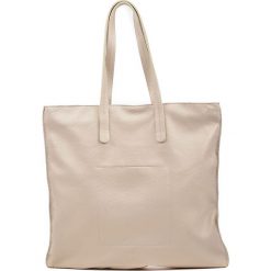 Shopper bag damskie: Skórzany shopper bag w kolorze beżowym – 41 x 41 x 1 cm