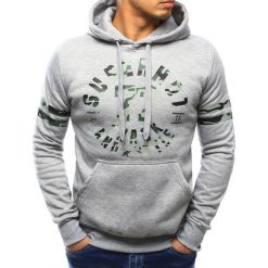 Bluzy męskie: Bluza męska z kapturem szara (bx3069)