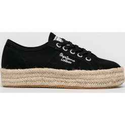 Pepe Jeans - Tenisówki. Białe trampki i tenisówki damskie Pepe Jeans, bez wzorów, z jeansu, na sznurówki. W wyprzedaży za 219,90 zł.