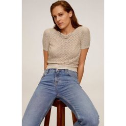 Mango - Sweter Sarria. Szare swetry damskie Mango, s, bez wzorów, z poliesteru, z krótkim rękawem, krótkie, bez kaptura. W wyprzedaży za 59,90 zł.