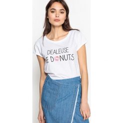 T-shirty damskie: T-shirt z okrągłym dekoltem, nadrukiem i krótkim rękawem